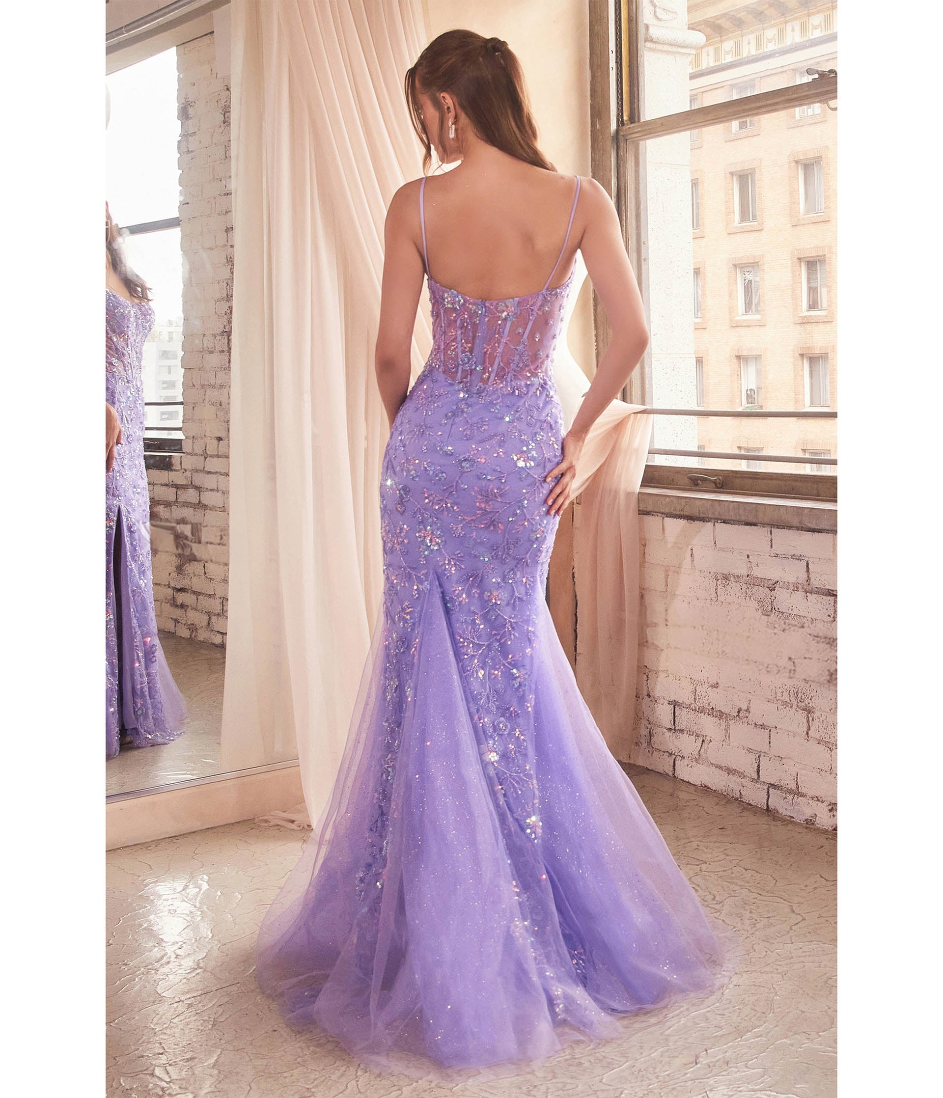 Cinderella Divine Lilac Sparkle Corset Mermaid Prom Gown - Unique Vintage - Womens, DRESSES, PROM AND SPECIAL OCCASION