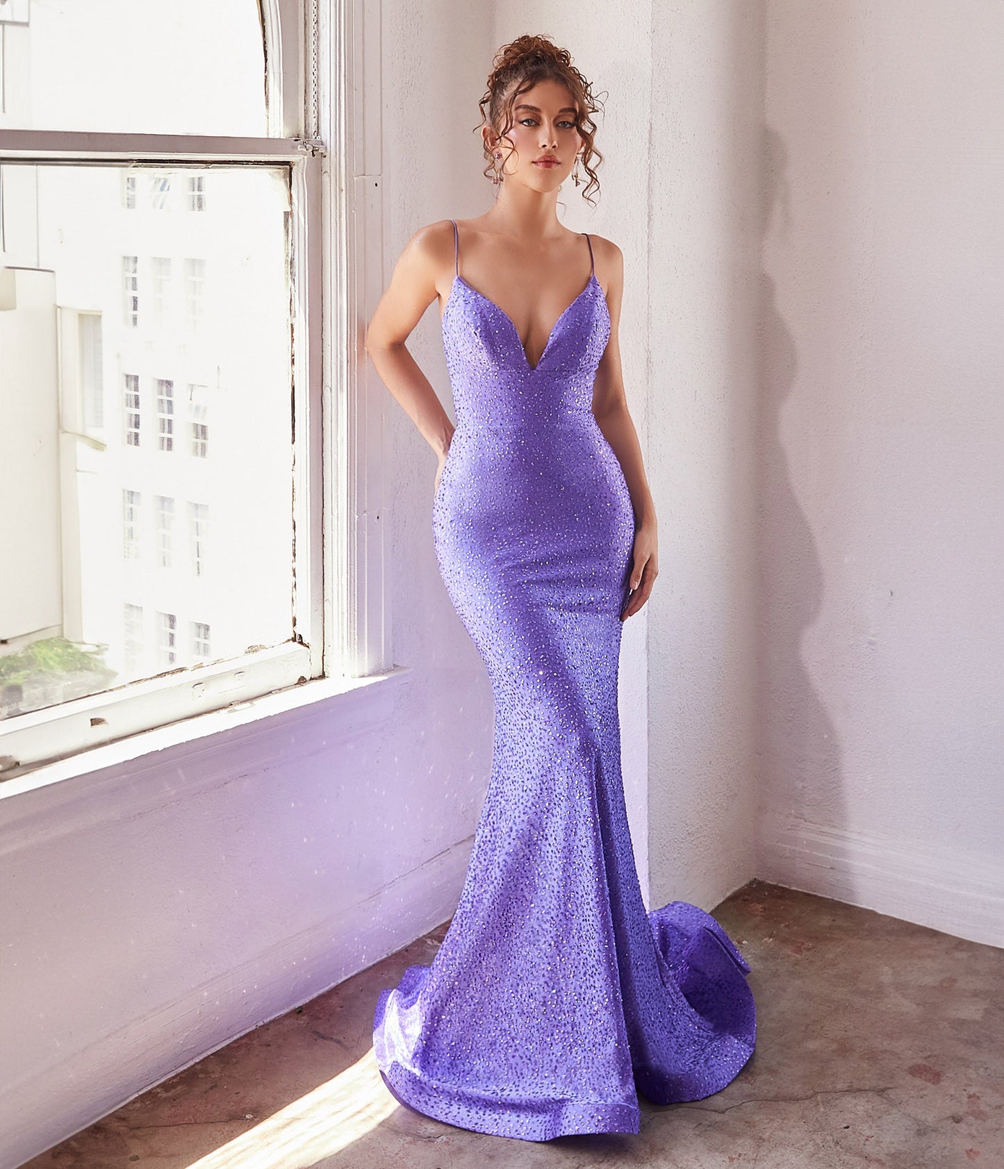 Cinderella Divine Lilac Sparkle Mermaid Prom Dress - Unique Vintage - Womens, DRESSES, PROM AND SPECIAL OCCASION