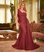 Cinderella Divine Plus Size Sienna Rose Fitted One Shoulder Satin Bridesmaid Dress