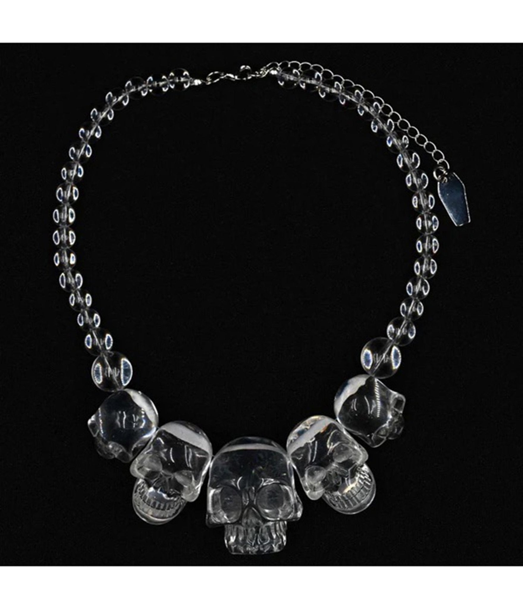 Clear Multi Skull Beaded Necklace - Unique Vintage - Womens, ACCESSORIES, JEWELRY
