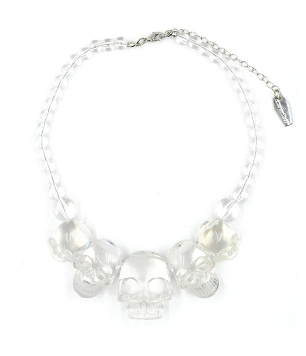 Clear Multi Skull Beaded Necklace - Unique Vintage - Womens, ACCESSORIES, JEWELRY