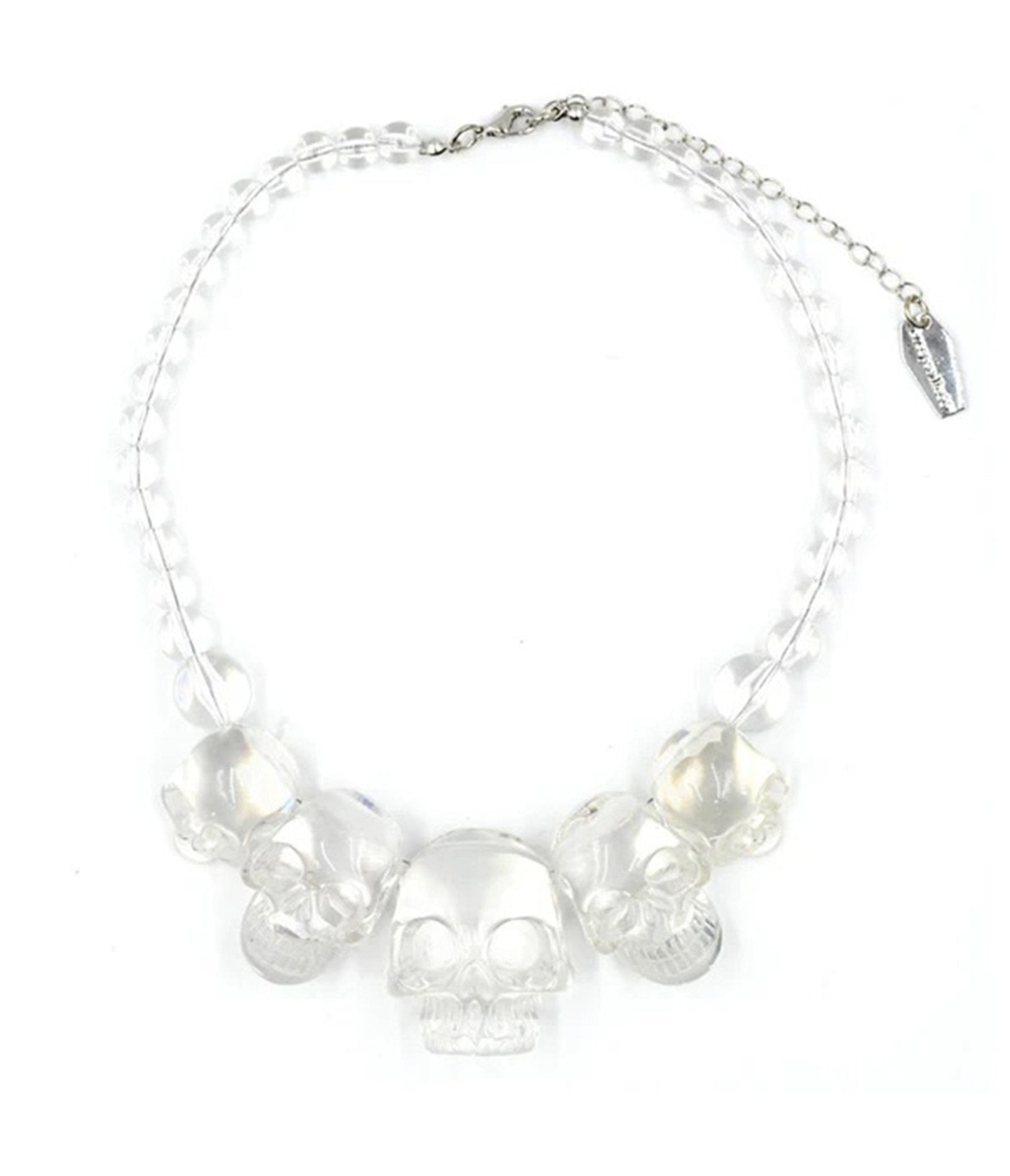 Clear Multi Skull Beaded Necklace - Unique Vintage - Womens, ACCESSORIES, JEWELRY