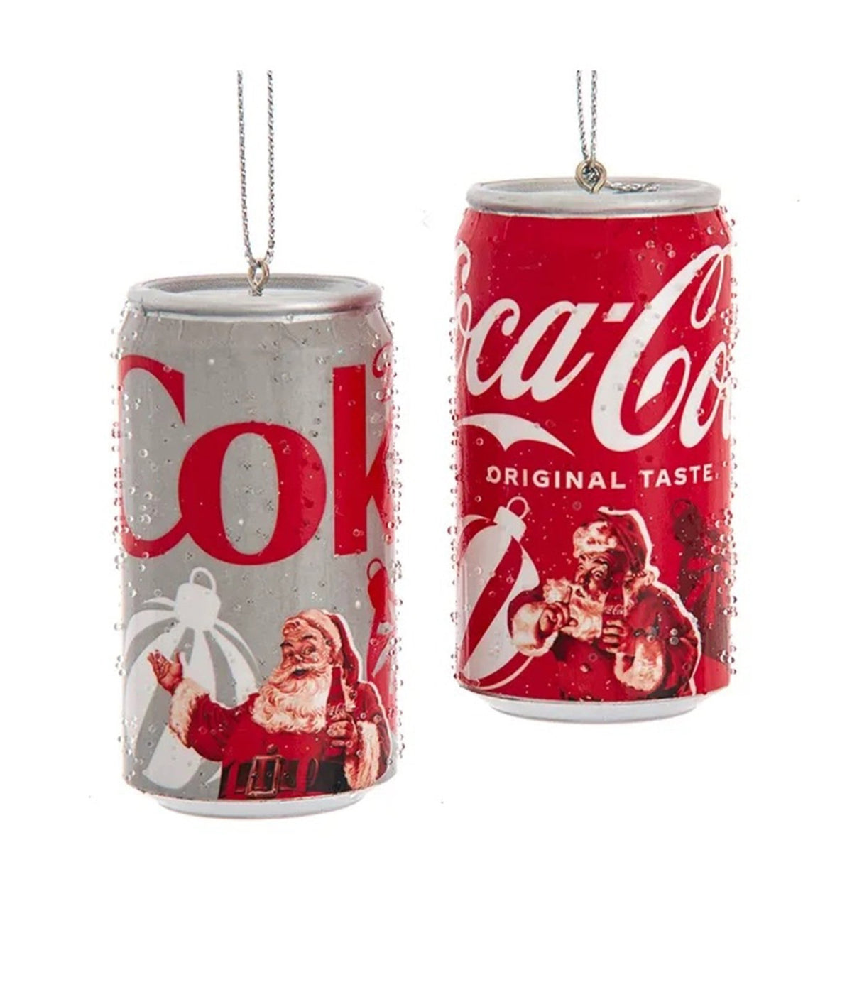Coca-Cola Santa Coke & Diet Coke Can Ornament Set - Unique Vintage - Ornaments