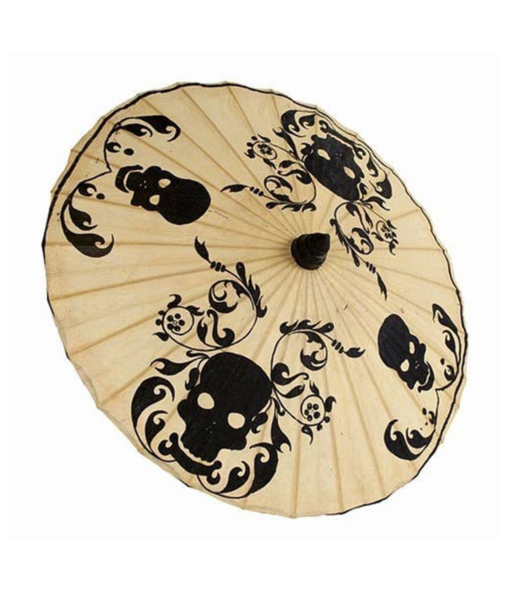 Cream & Black Skull Paper Parasol - Unique Vintage - Womens, ACCESSORIES, UMBRELLAS