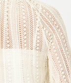 Cream Crochet Long Sleeve Blouse - Unique Vintage - Womens, TOPS, KNIT TOPS