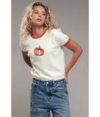 Cream & Pumpkin Embroidered Sweater - Unique Vintage - Womens, TOPS, SWEATERS
