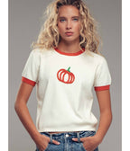 Cream & Pumpkin Embroidered Sweater - Unique Vintage - Womens, TOPS, SWEATERS