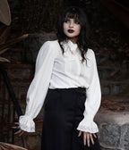 Cream Willow Bow Blouse - Unique Vintage - Womens, TOPS, KNIT TOPS