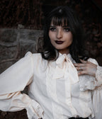 Cream Willow Bow Blouse - Unique Vintage - Womens, TOPS, KNIT TOPS