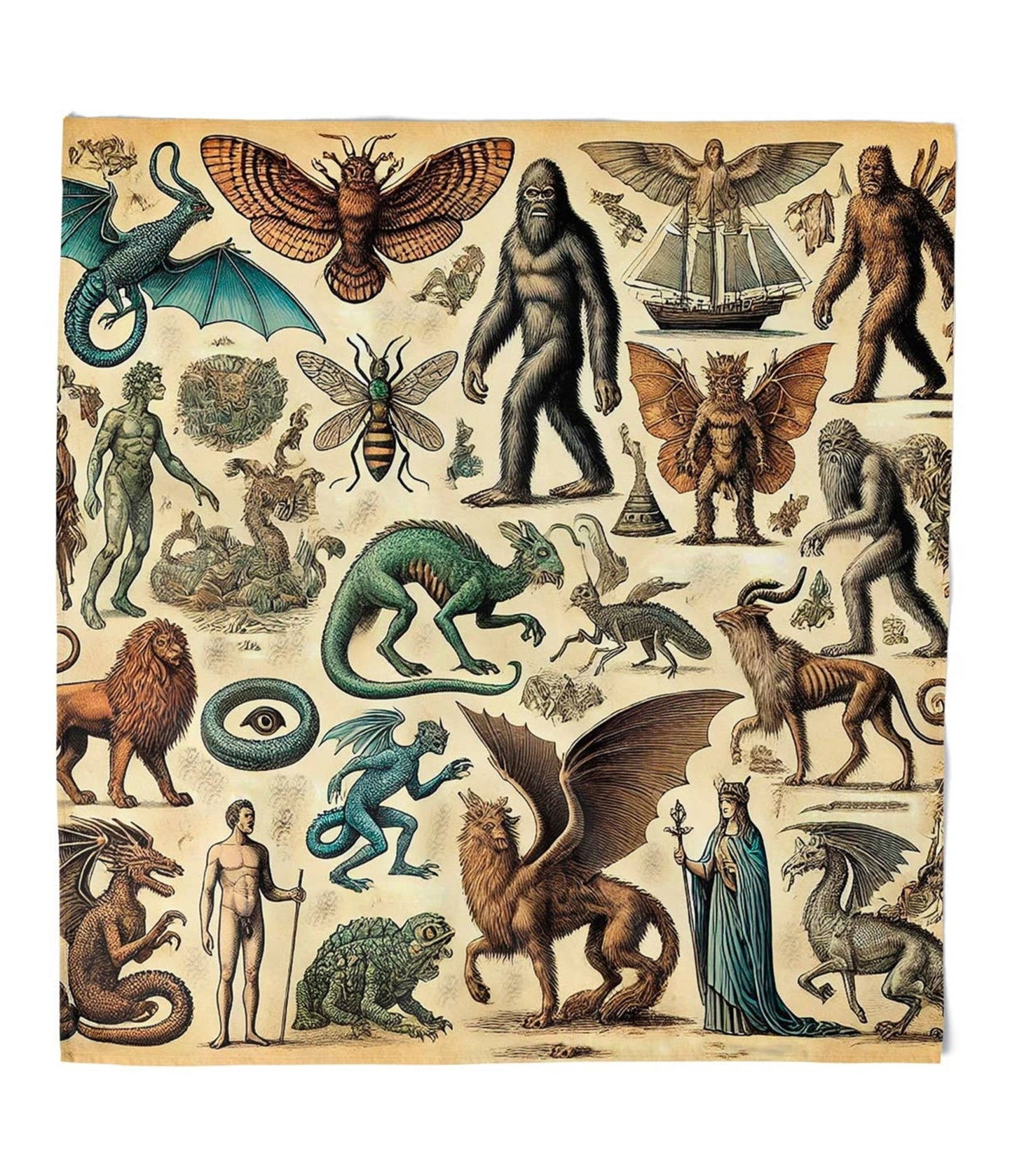 Cryptid & Mythological Creatures Hair Scarf - Unique Vintage - Womens, ACCESSORIES, GLOVES/SCARVES