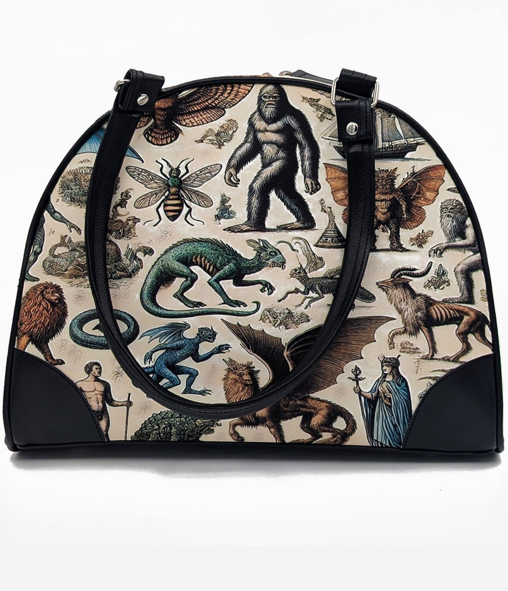 Cryptids & Mythological Creatures Bowler Bag - Unique Vintage - Womens, ACCESSORIES, HANDBAGS