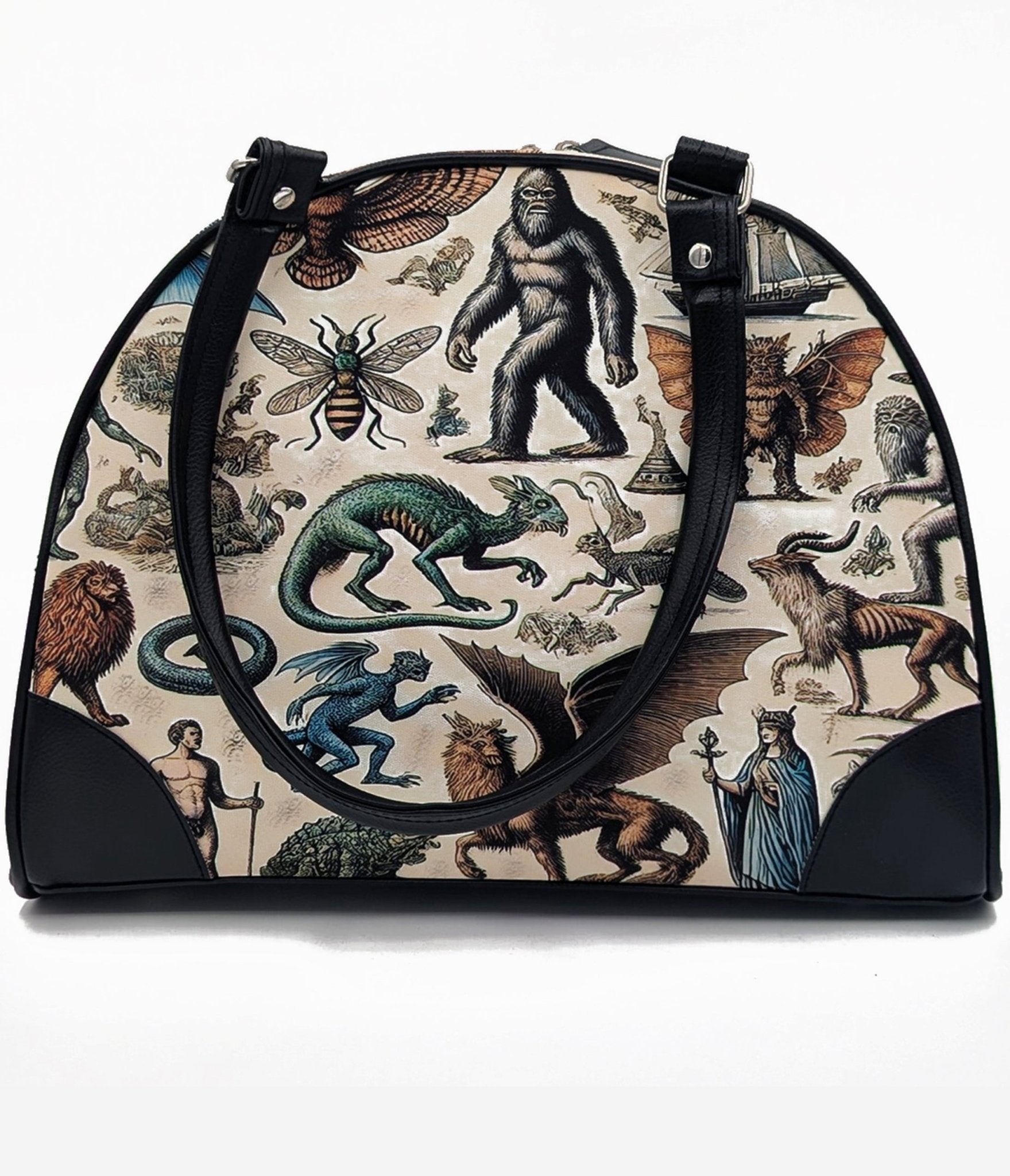 Cryptids & Mythological Creatures Bowler Bag - Unique Vintage - Womens, ACCESSORIES, HANDBAGS
