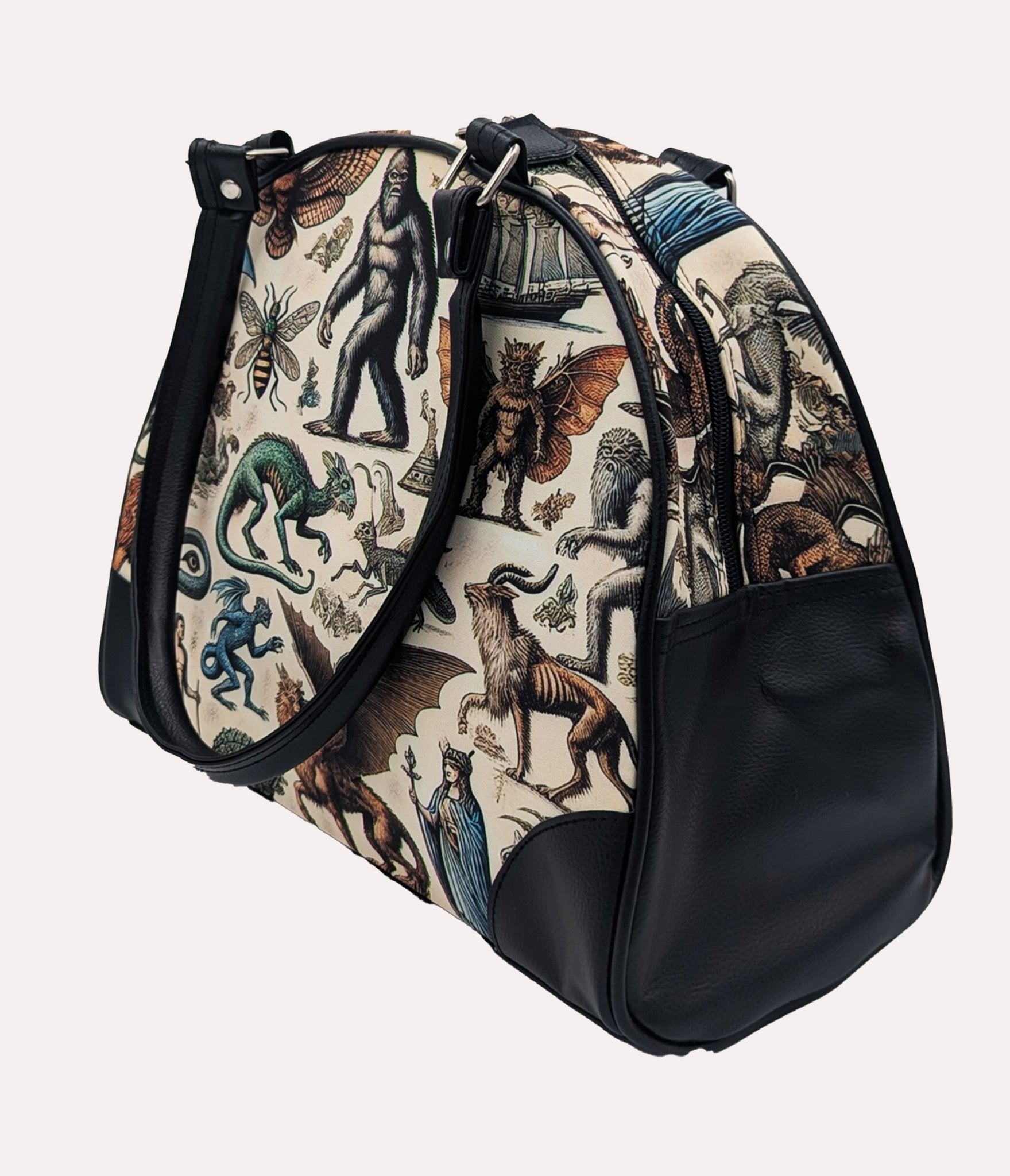 Cryptids & Mythological Creatures Bowler Bag - Unique Vintage - Womens, ACCESSORIES, HANDBAGS