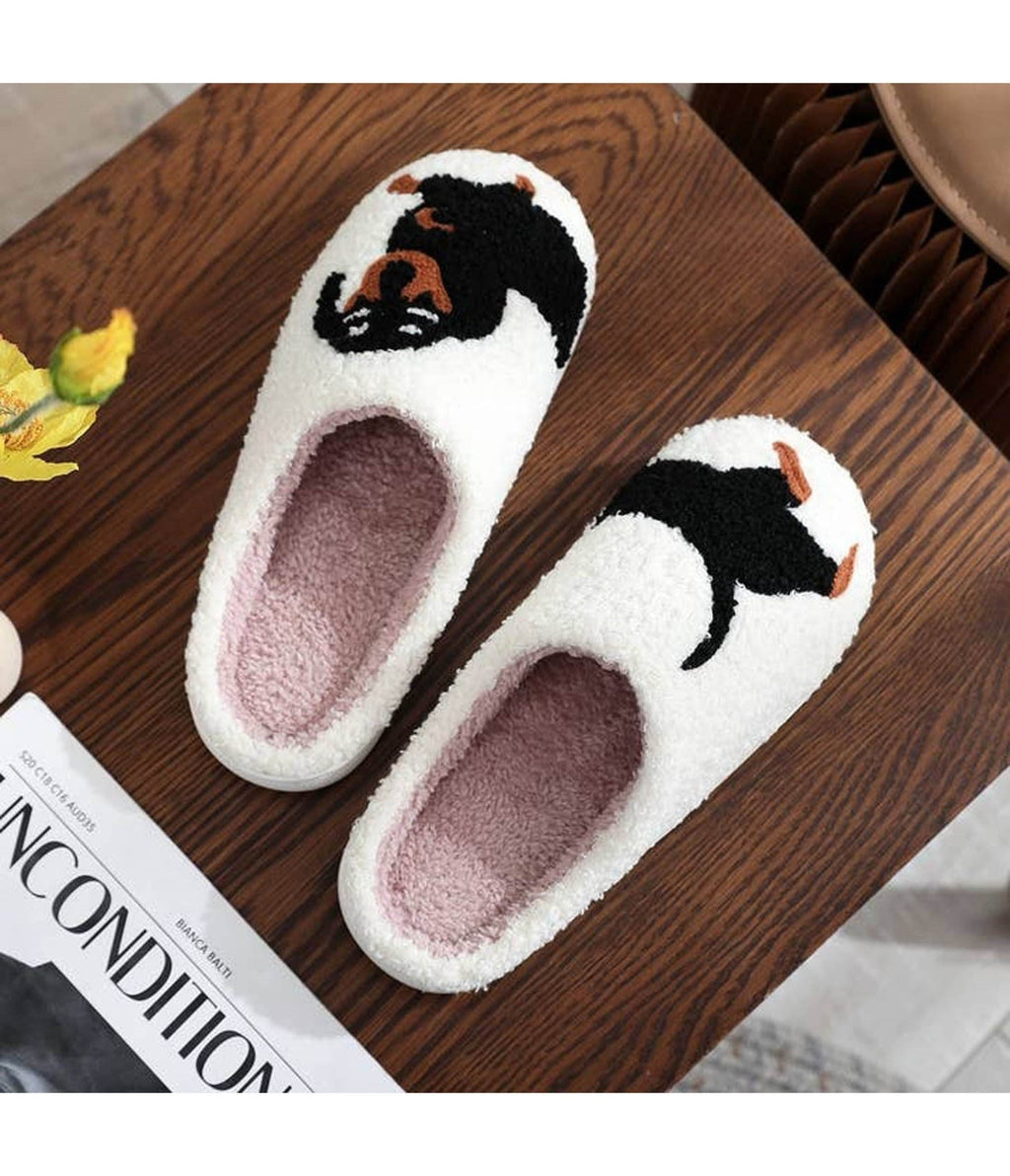 Dachshund Embroidered Cotton Slippers - Unique Vintage - Womens, SHOES, FLATS