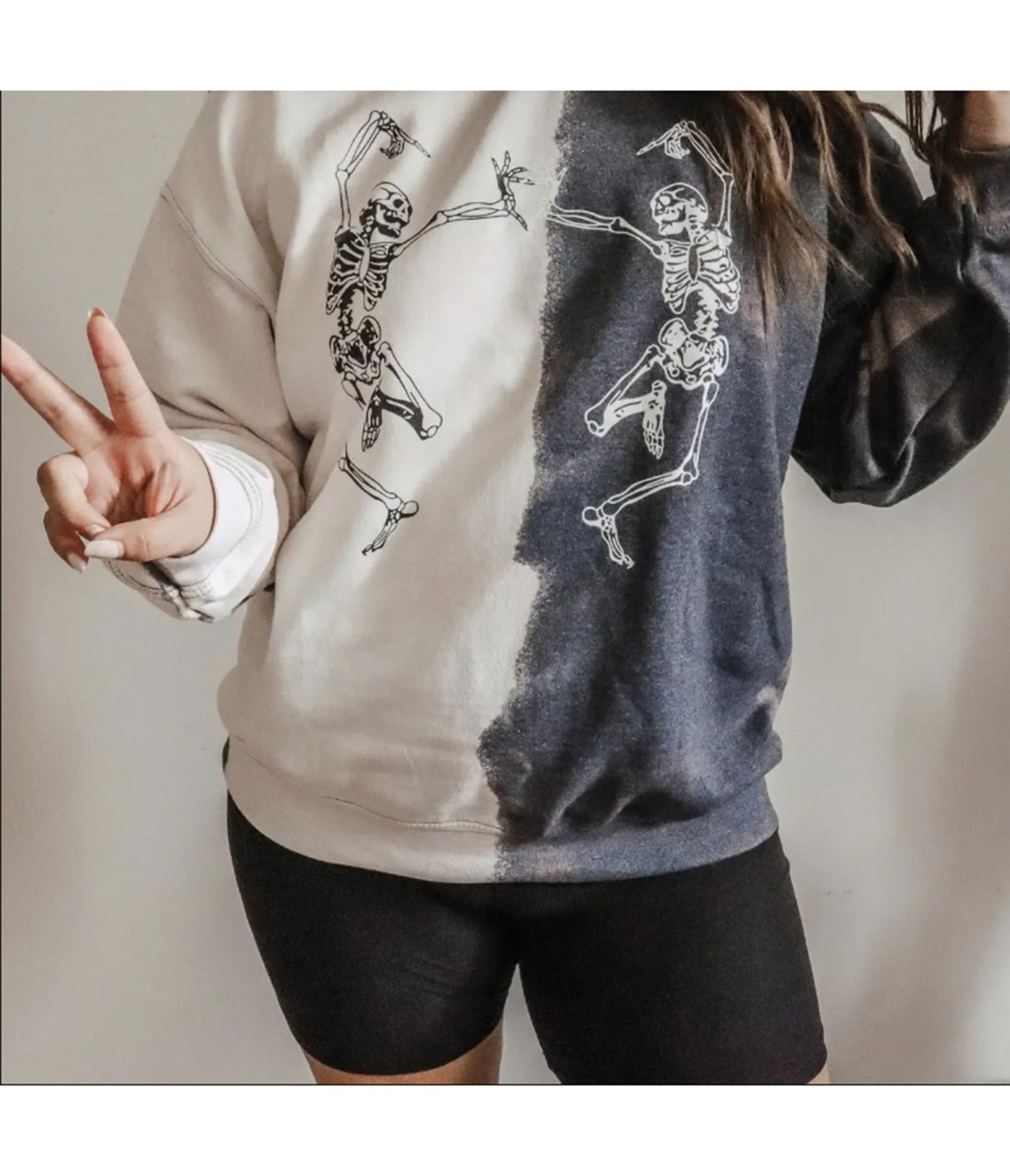 Dancing Skeletons Tie Dye Graphic Sweatshirt - Unique Vintage - Womens, GRAPHIC TEES, SWEATSHIRTS