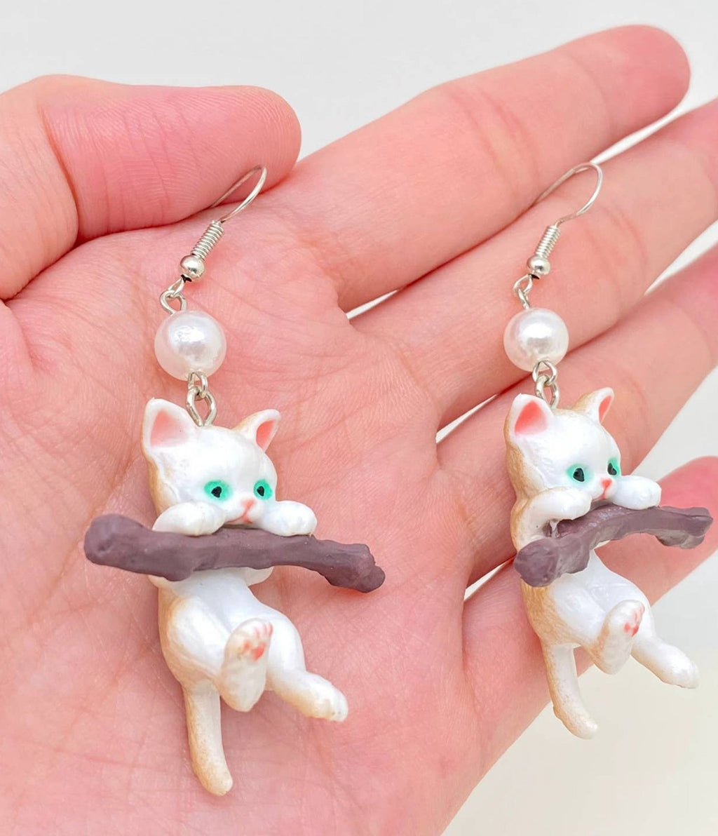 Dangling Cat Earrings - Unique Vintage - Womens, ACCESSORIES, JEWELRY