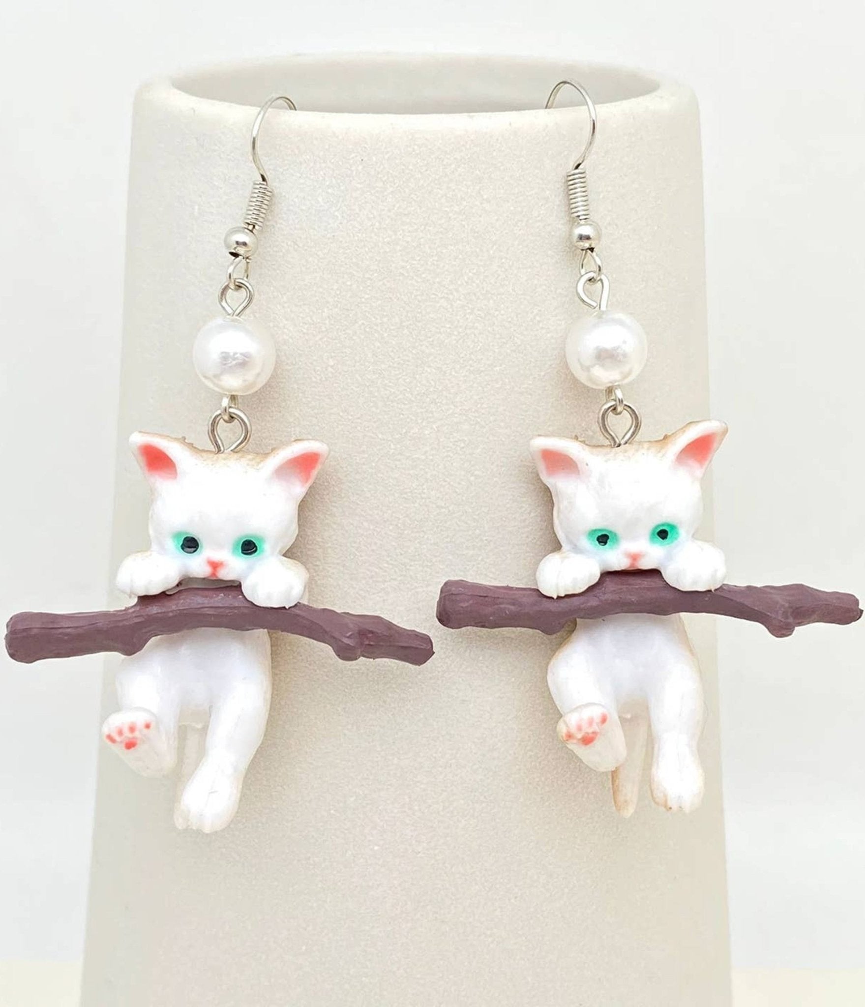 Dangling Cat Earrings - Unique Vintage - Womens, ACCESSORIES, JEWELRY