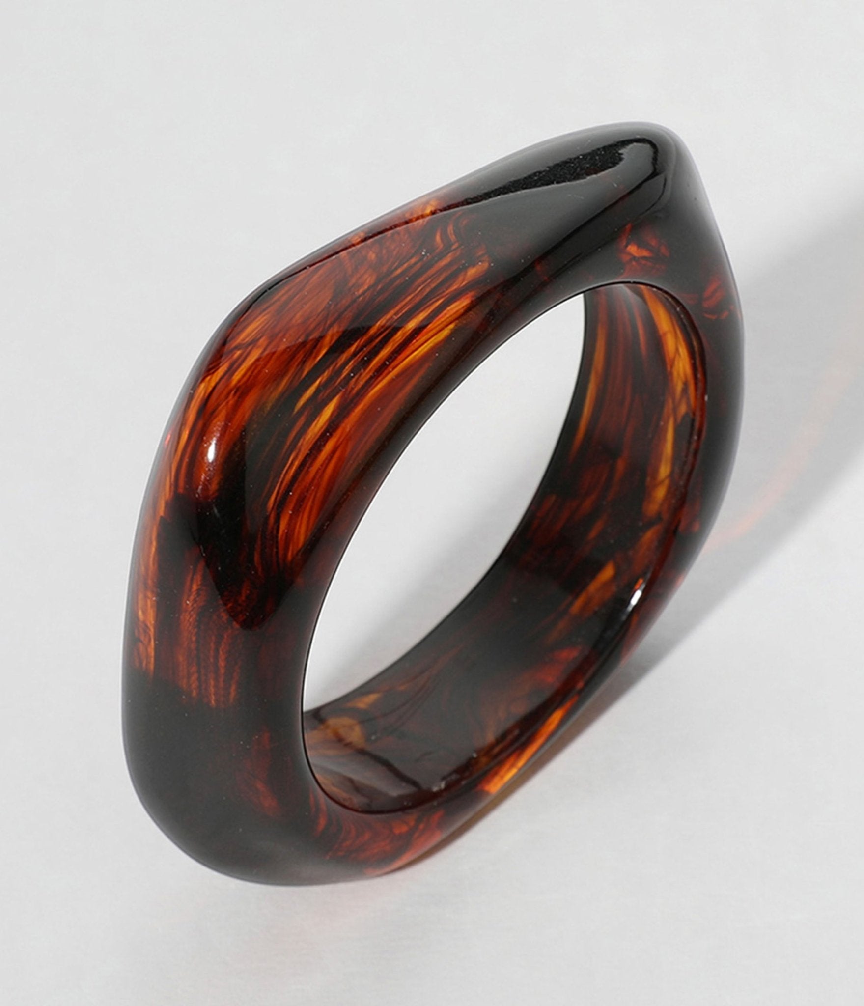 Dark Brown Tortoise Acetate Chunky Bangle - Unique Vintage - Womens, ACCESSORIES, JEWELRY