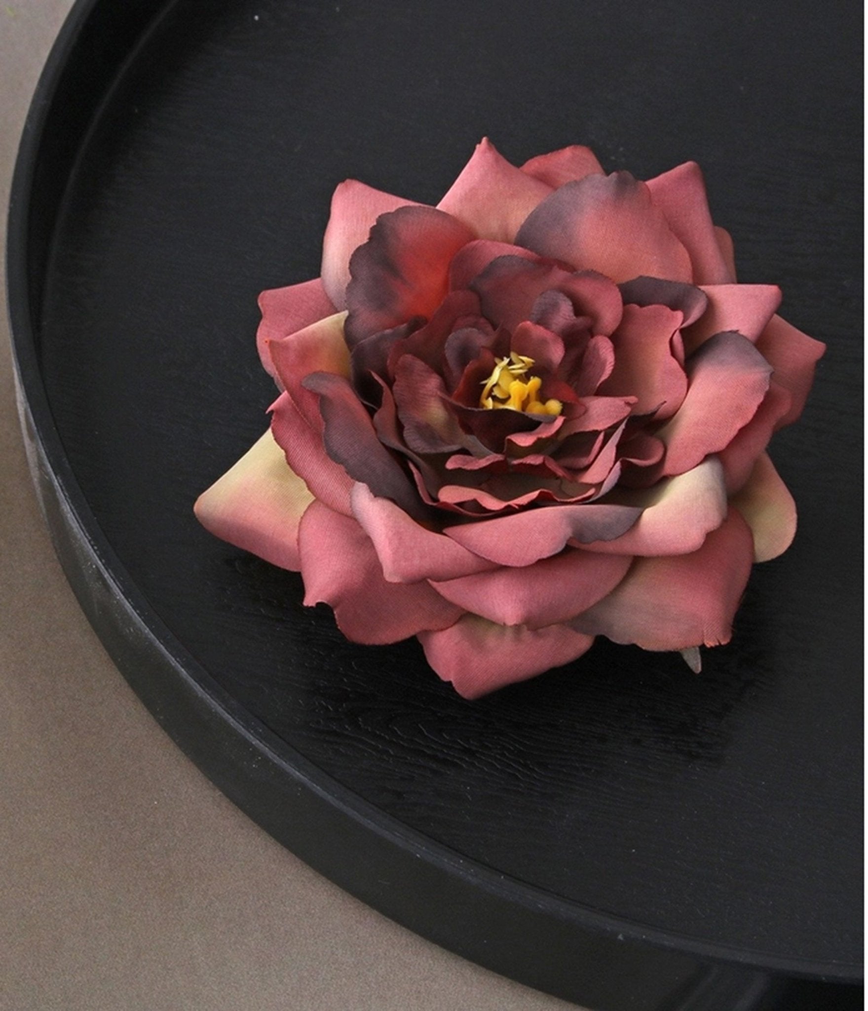 Dark Red Flower Brooch - Unique Vintage - Womens, ACCESSORIES, HAIR