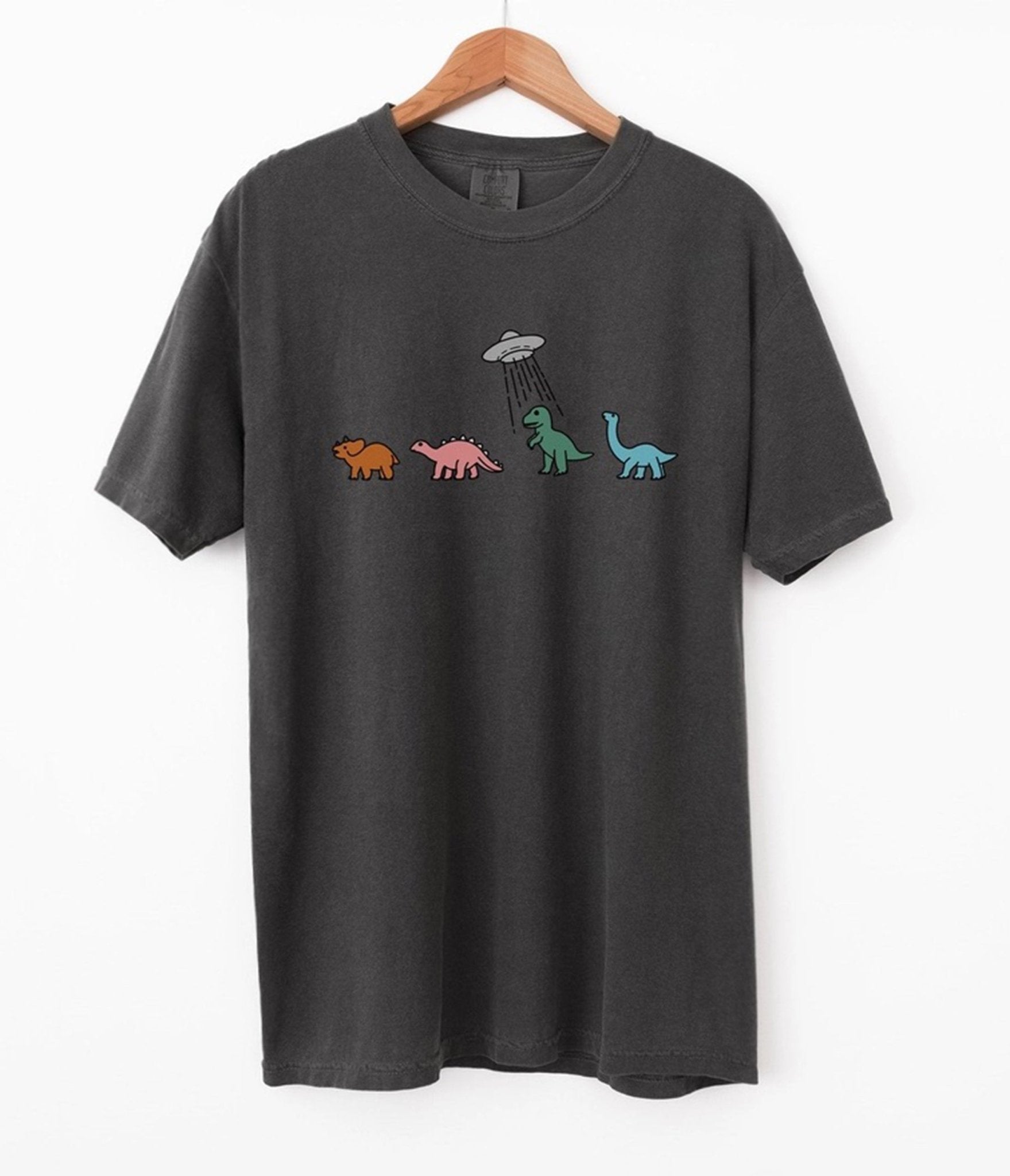 Dinosaur UFO Unisex Graphic Tee - Unique Vintage - Womens, GRAPHIC TEES, TEES