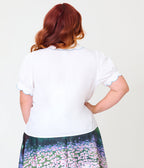 Disney Alice In Wonderland Collection By Smak Parlour Plus Size White Rabbit Embroidered Puff Sleeve Top - Unique Vintage - Womens, TOPS, WOVEN TOPS