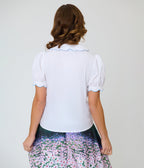 Disney Alice In Wonderland Collection By Smak Parlour White Rabbit Embroidered Puff Sleeve Top - Unique Vintage - Womens, TOPS, WOVEN TOPS