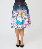 Disney Alice In Wonderland Collection By Unique Vintage Alice In Daisies Vivian Swing Skirt - Unique Vintage - Womens, BOTTOMS, SKIRTS