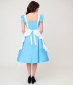 Disney Alice In Wonderland Collection By Unique Vintage Blue & White Ruffled Apron Swing Dress - Unique Vintage - Womens, DRESSES, SWING