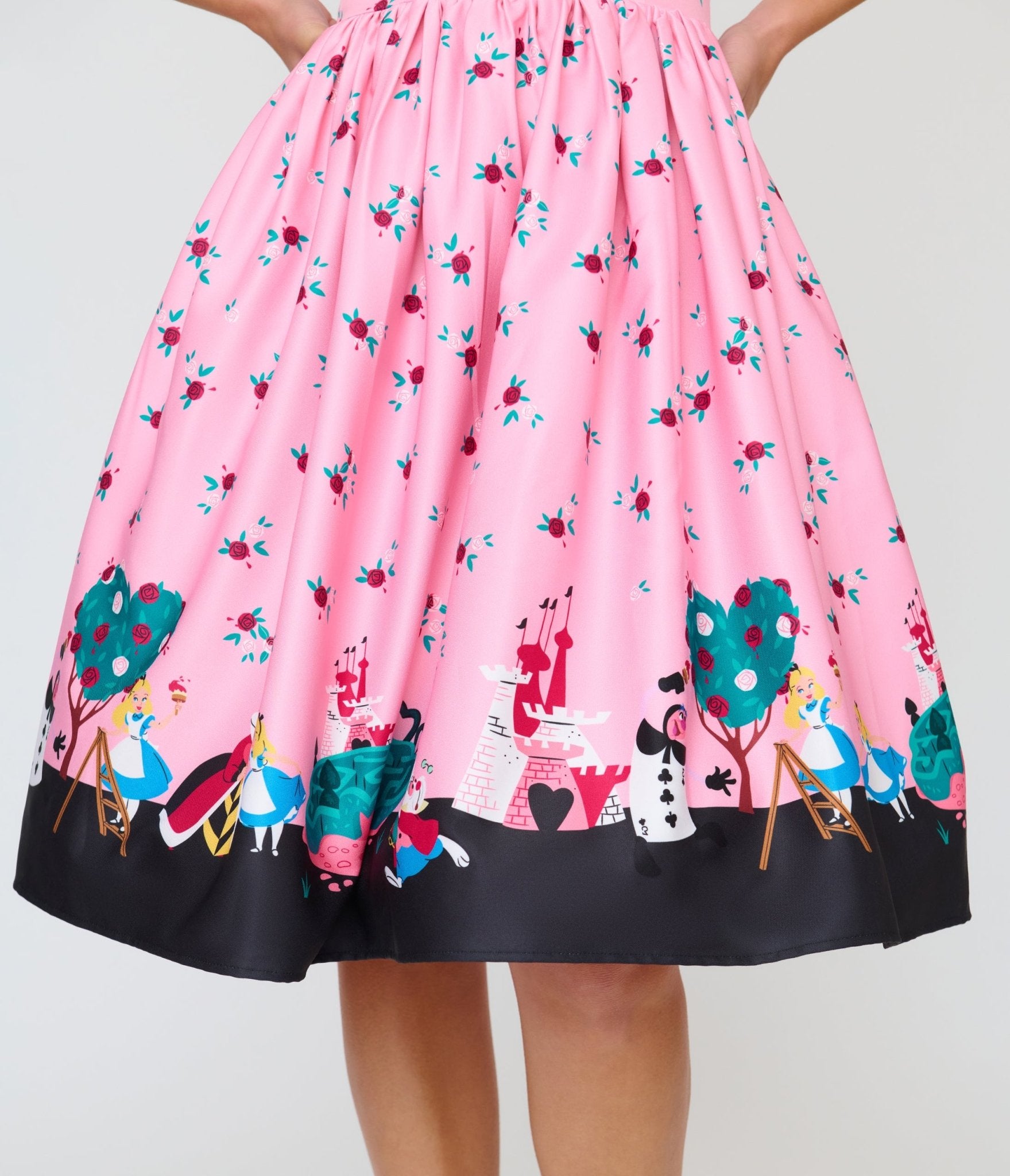 Disney Alice In Wonderland Collection By Unique Vintage Pink Queen of Hearts Sweetheart Swing Dress - Unique Vintage - Womens, DRESSES, SWING