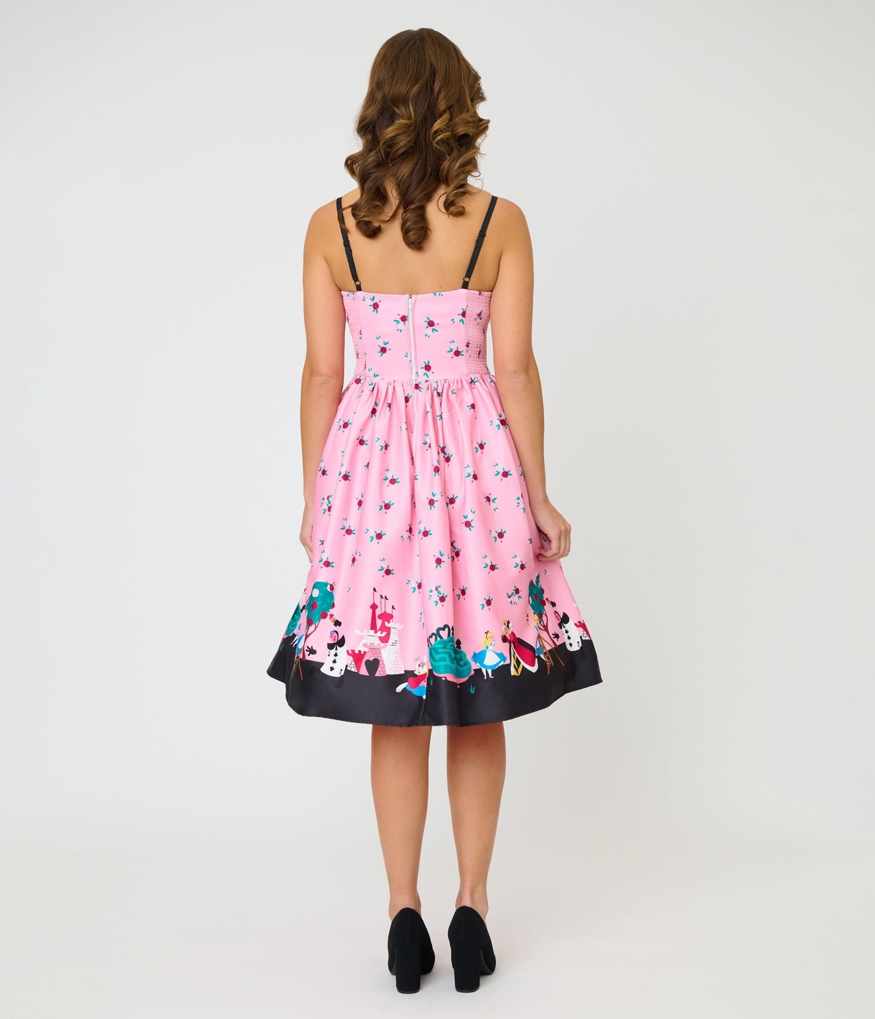 Disney Alice In Wonderland Collection By Unique Vintage Pink Queen of Hearts Sweetheart Swing Dress - Unique Vintage - Womens, DRESSES, SWING