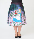Disney Alice In Wonderland Collection By Unique Vintage Plus Size Alice In Daisies Vivian Swing Skirt - Unique Vintage - Womens, BOTTOMS, SKIRTS
