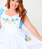 Disney Alice In Wonderland Collection By Unique Vintage Plus Size Blue & White Ruffled Apron Swing Dress - Unique Vintage - Womens, DRESSES, SWING