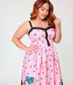 Disney Alice In Wonderland Collection By Unique Vintage Plus Size Pink Queen of Hearts Sweetheart Swing Dress - Unique Vintage - Womens, DRESSES, SWING