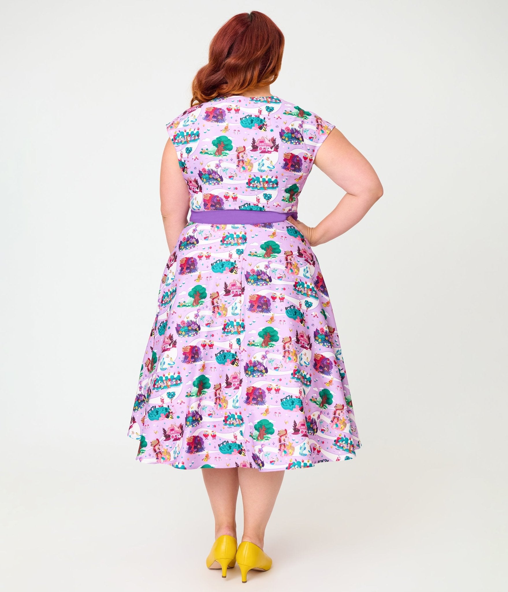 Disney Alice In Wonderland Collection By Unique Vintage Plus Size Wonderland Map Hedda Swing Dress - Unique Vintage - Womens, DRESSES, SWING