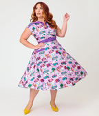 Disney Alice In Wonderland Collection By Unique Vintage Plus Size Wonderland Map Hedda Swing Dress - Unique Vintage - Womens, DRESSES, SWING