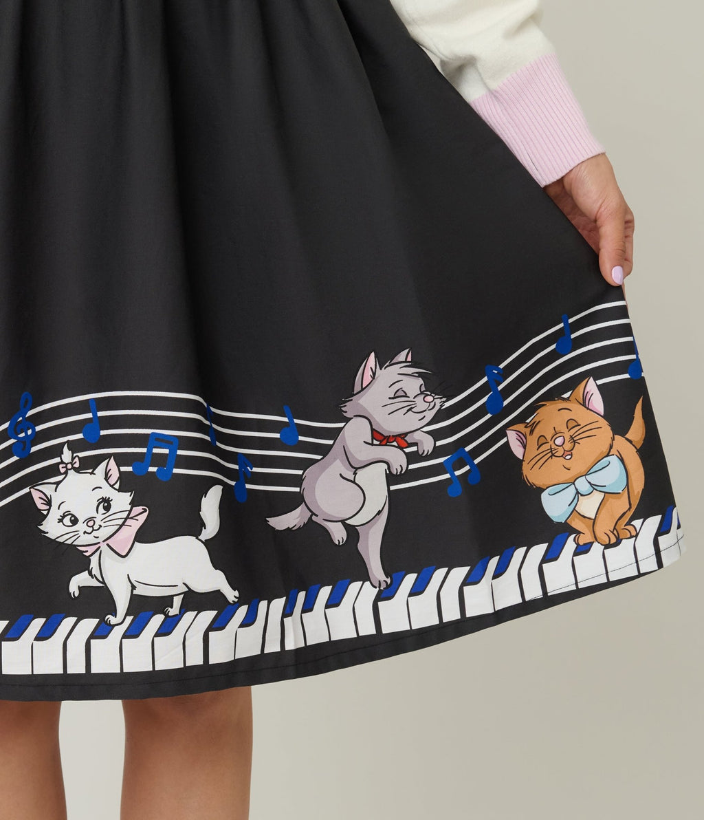 Disney Aristocats Collection by Unique Vintage Aristocats Piano Border Suspender Swing Skirt - Unique Vintage - Womens, BOTTOMS, SKIRTS