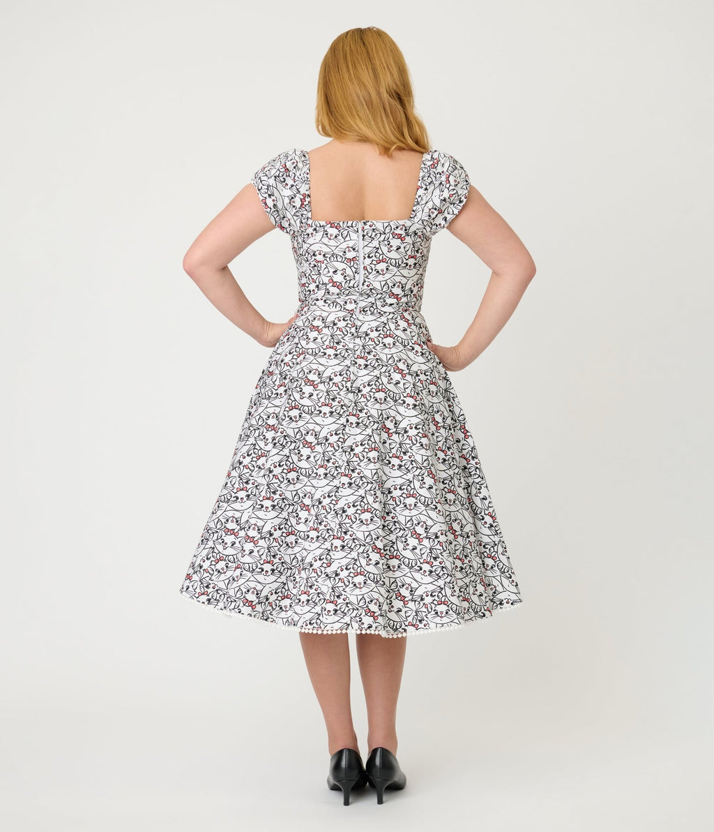 Disney Minnie Mouse Disney Print Dress Unique Vintage Women's 1950s Sweetheart Swing Dress White Casual Dresses Disney Minnie Mouse Disney Print Dress Unique Vintage Women's 1950s Sweetheart Swing Dress White Casual Dresses