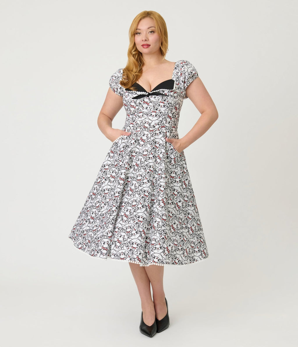 Disney Aristocats Collection by Unique Vintage Disney Marie All Over Print Swing Dress - Unique Vintage - Womens, DRESSES, SWING