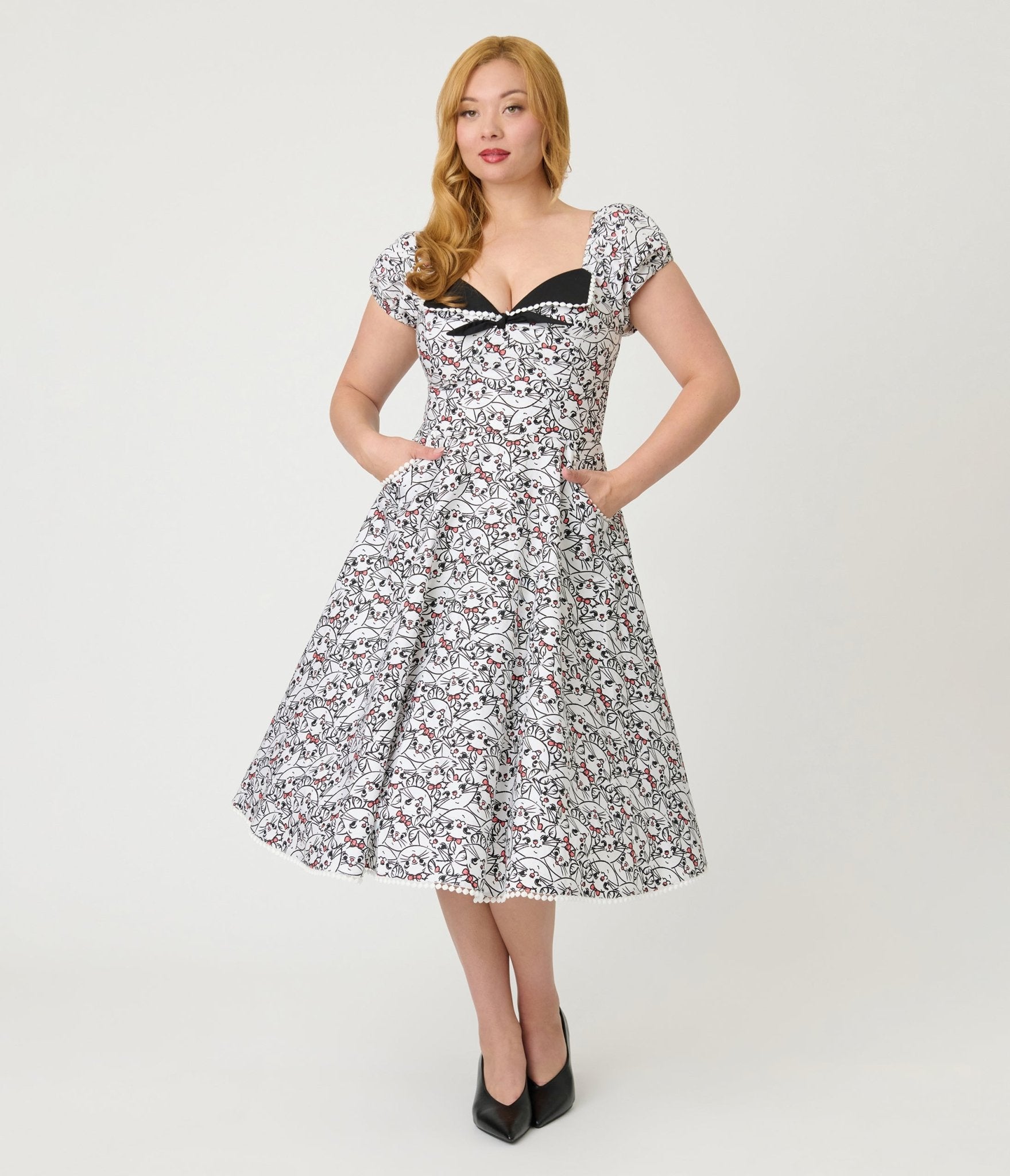 Disney Aristocats Collection by Unique Vintage Disney Marie All Over Print Swing Dress - Unique Vintage - Womens, DRESSES, SWING