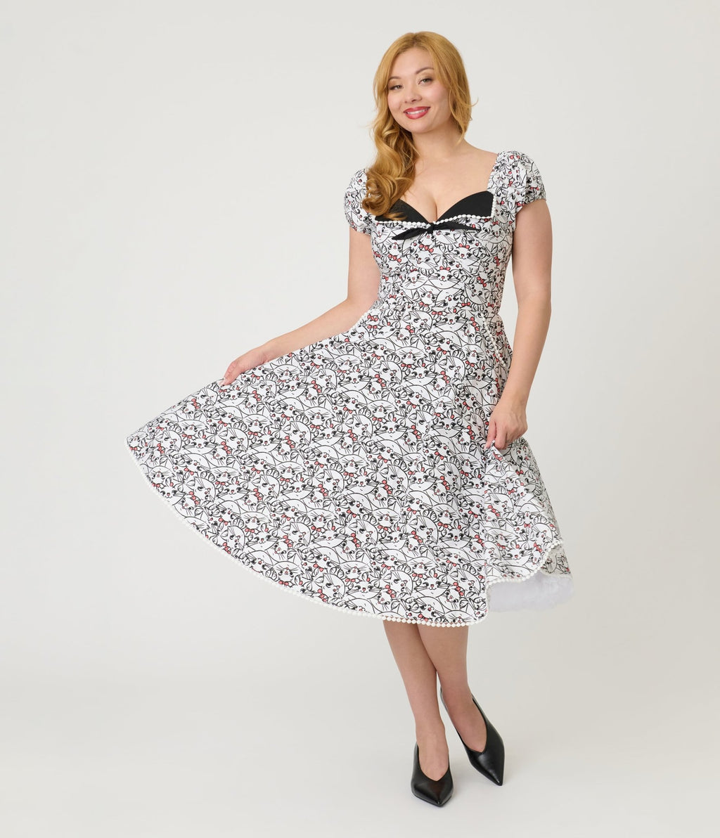 Disney Aristocats Collection by Unique Vintage Disney Marie All Over Print Swing Dress - Unique Vintage - Womens, DRESSES, SWING