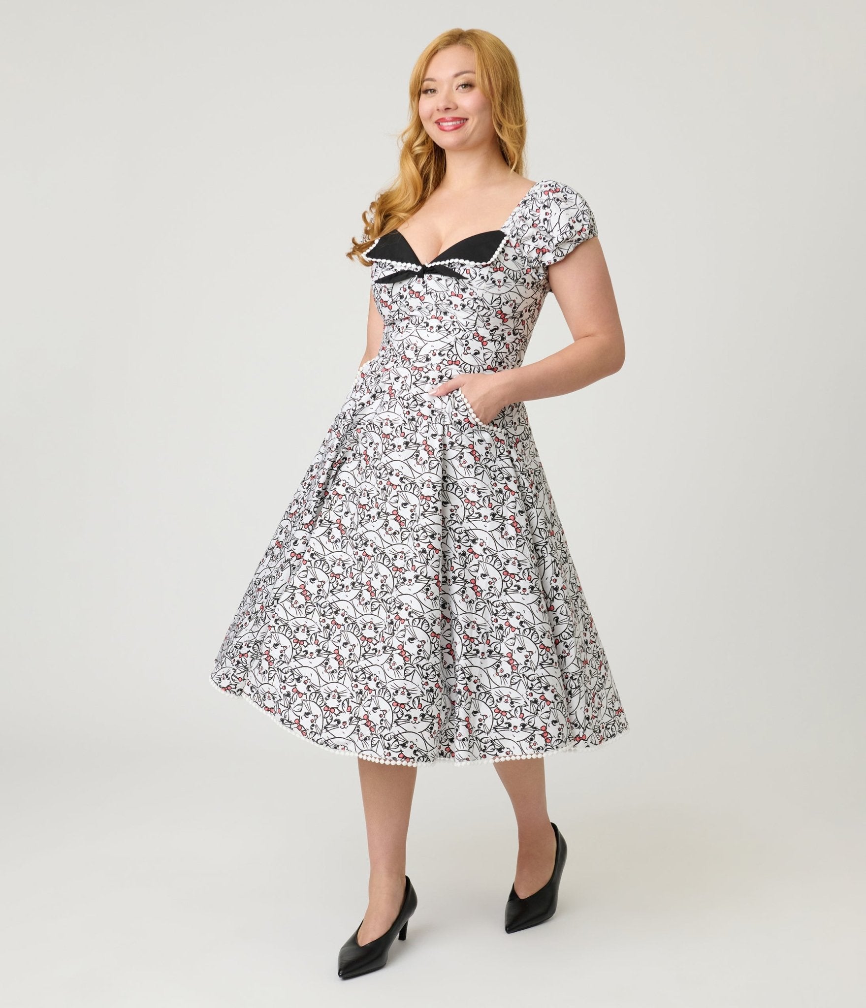 Disney Aristocats Collection by Unique Vintage Disney Marie All Over Print Swing Dress - Unique Vintage - Womens, DRESSES, SWING
