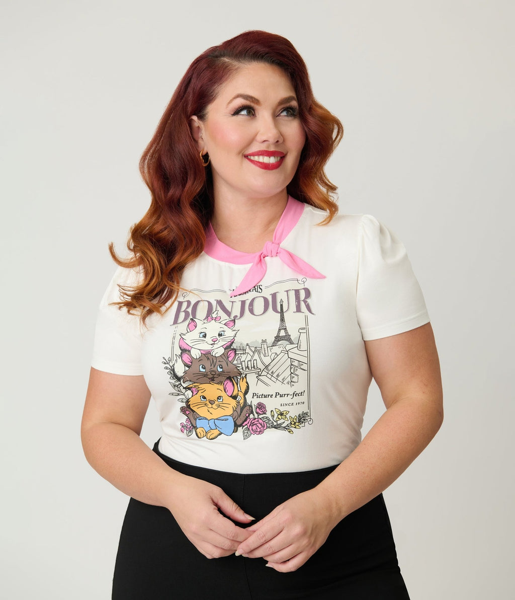 Disney Aristocats Collection by Unique Vintage Plus Size Bonjour Sweetie Pie Knit Top - Unique Vintage - Womens, TOPS, KNIT TOPS