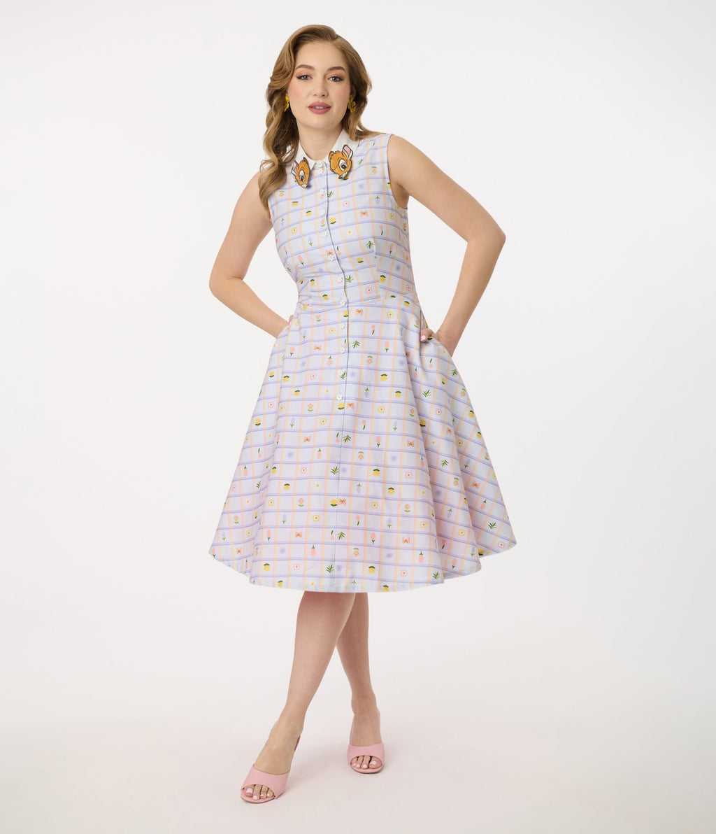 Disney Bambi Collection by Unique Vintage Lavender Spring Plaid Darlene Swing Dress - Unique Vintage - Womens, DRESSES, SWING