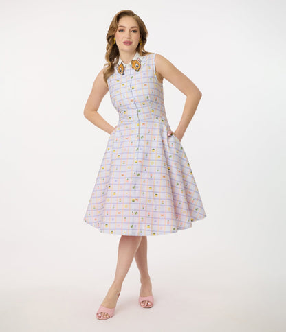 Disney Bambi Collection by Unique Vintage Lavender Spring Plaid Darlene Swing Dress - Unique Vintage - Womens, DRESSES, SWING