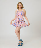 Disney Beauty & The Beast Collection by Unique Vintage Lumiere & Cogsworth Sweetheart Skirted Romper - Unique Vintage - Womens, BOTTOMS, ROMPERS AND JUMPSUITS