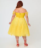 Disney Beauty & the Beast Collection by Unique Vintage Plus Size Yellow Mesh Tulle Belle Swing Dress - Unique Vintage - Womens, DRESSES, PROM AND SPECIAL OCCASION