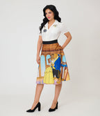 Disney Beauty & the Beast Collection by Unique Vintage White Lumiere & Cogsworth Embroidered Cotton Blouse - Unique Vintage - Womens, TOPS, WOVEN TOPS