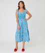 Disney Beauty & The Beast Collection by Unique Vintage Blue Beauty & Beast Midi Dress