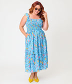 Disney Beauty & the Beast x Unique Vintage Plus Size Blue Belle Midi Dress - Unique Vintage - Womens, DRESSES, MIDI