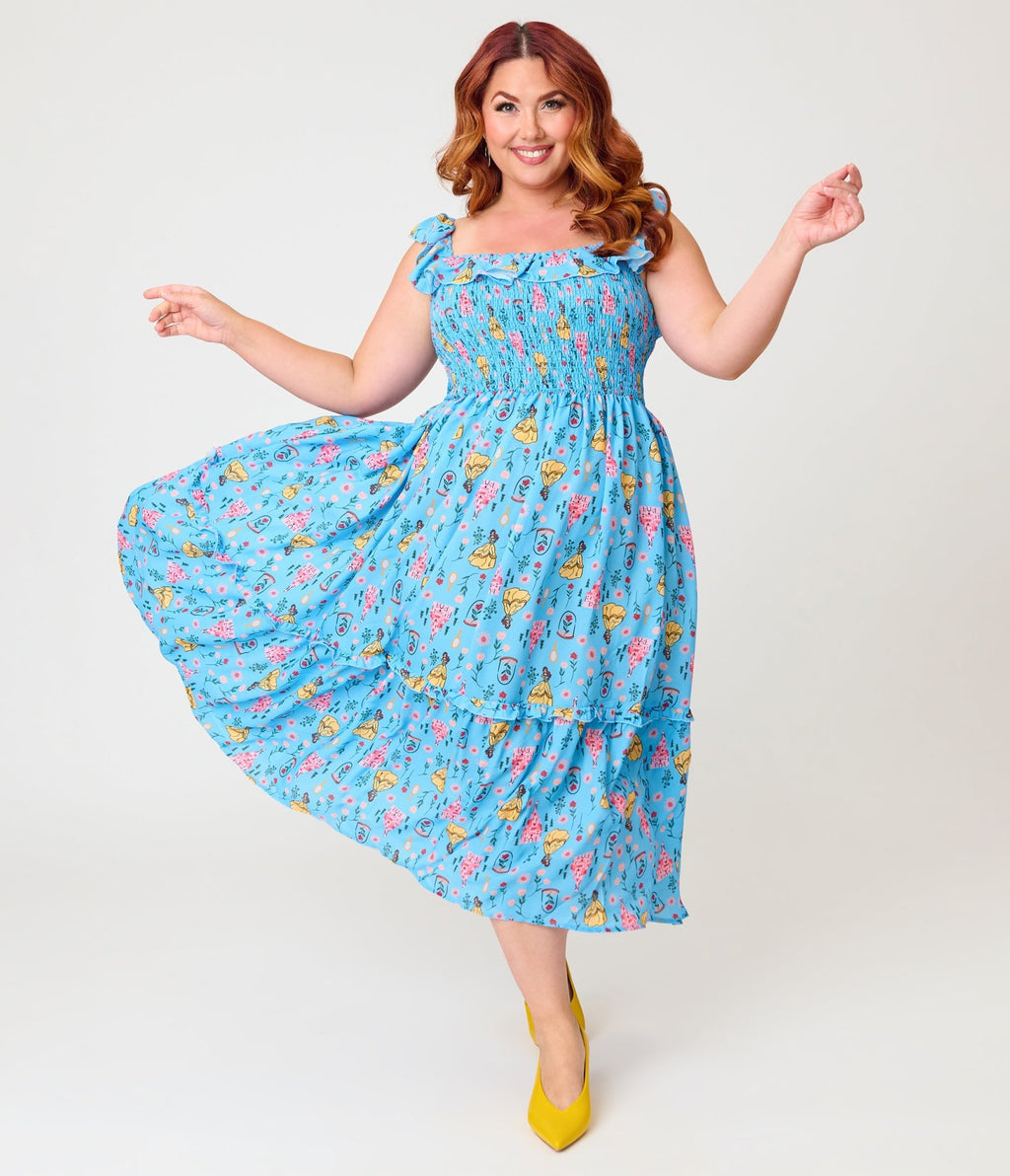 belle midi dress Disney Beauty & The Beast Collection by Unique Vintage Plus Size Blue